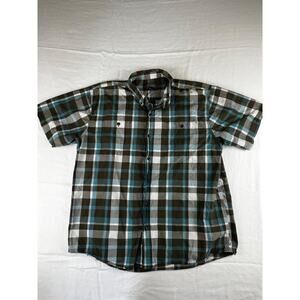 C.E. Schmidt Workwear Men's Plaid Button Down Shirt XL Blue Gray White